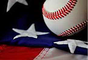 baseball and American flag