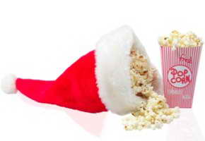 santa hat with popcorn