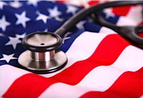 American flag and stethoscope.