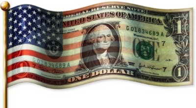 U.S. flag and dollar bill