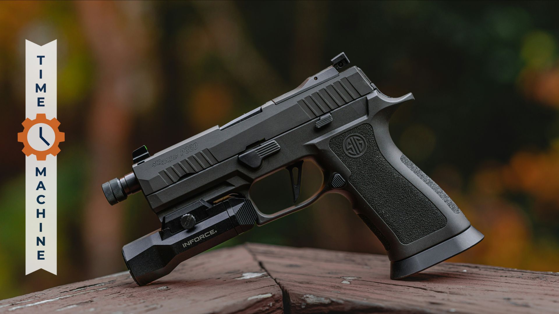 handgun leaning on table